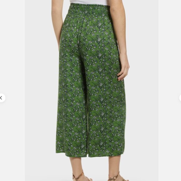 Hinge Viscose Wide Leg Crop Pants In Green Floral Print Size | Size XS - Picture 5 of 14